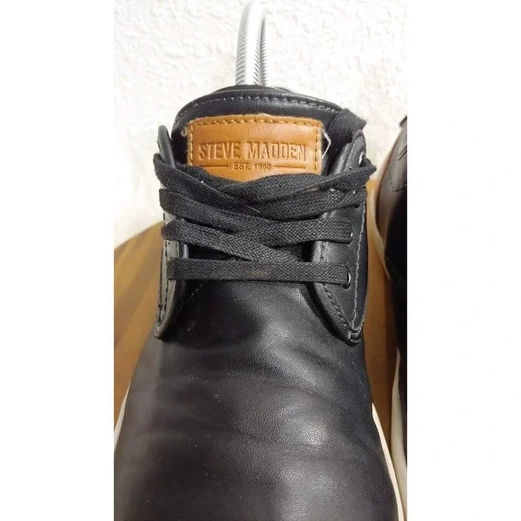 Steve Madden Men Black Tan Casual Sneakers Low Top Lace Up Shoes 10M - Picture 6 of 9